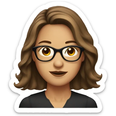 Lady brown shoulder length hair with glasses  sticker