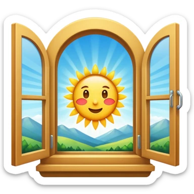 open window with sunlight sticker