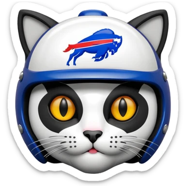 buffalo bills helmet on black and white cat sticker