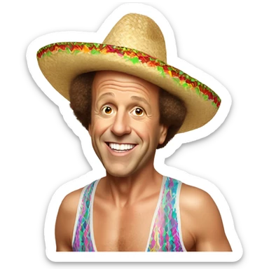 Richard Simmons with a sombrero sticker