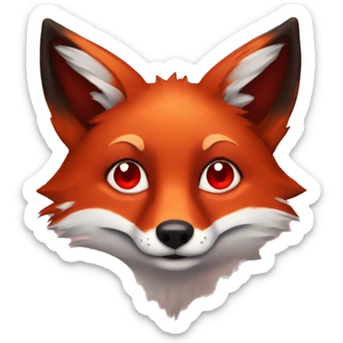 dark red fox face with tiny red heart instead of eyes sticker