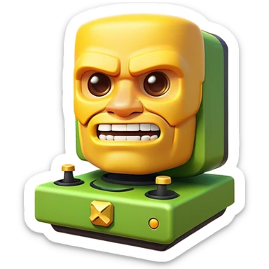 Clash of Clans aesthetic: Cinematic Playful Xbox 360 Console Portrait Emoji, rendered in a 3D vector-style similar to standard emojis with minimal shading and bold, simplified shapes. A compact, distinct form with signature details, softly glowing with a modern gaming energy charm. Simplified yet unmistakably iconic, highly detailed and consistent, glowing with a soft radiance and high shine. Stylized with a touch of next-gen innovation and a soft glowing outline, capturing the essence of a beloved gaming relic with a friendly, playful manner! sticker