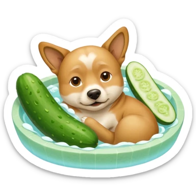 dog relaxing spa with cumcumbers IN EYES sticker