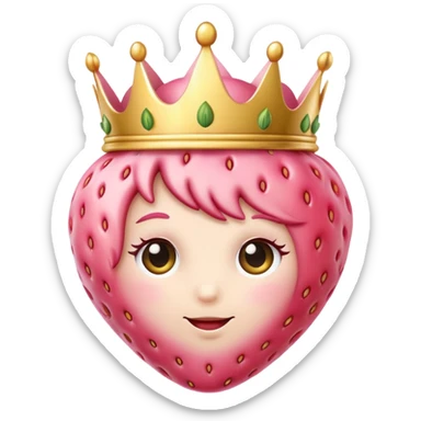 soft pink strawberry with cute face and crown sticker