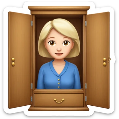 A character from the fairy tale Beauty and the Beast: the middle-aged lady (around 40 years old) who was turned into a wardrobe. She retains the wardrobe's original form, with an anthropomorphic face on the closed cabinet. sticker