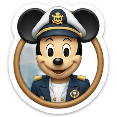 Mickey Mouse as a boat captain sticker