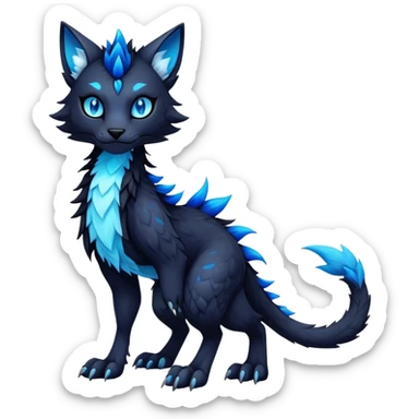 Kawaii dark edgy fantasy feline-vernid-sergal-fursona animal creature with a tufted tail full body with intricate markings  sticker