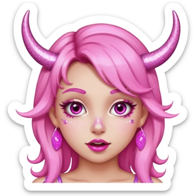 glitter pink girl naughty selfie glitter pink horns sticker