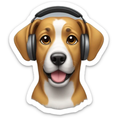dog wearing headphones sticker