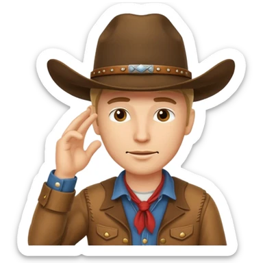 Cowboy tipping his hat. TIPPING HIS HAT. Where the fuck does the cookie come from idiot? sticker