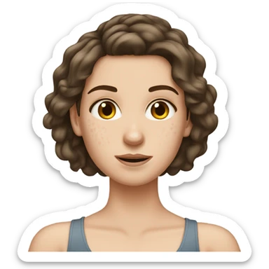 White girl brunette hair face with acne  sticker