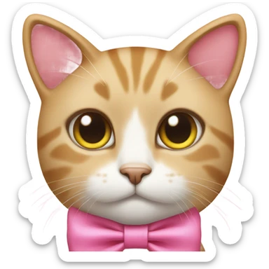 A cat with a pink bow sticker