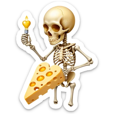 Aged cheese, egg yolk, natto, and chicken liver emitting golden key-shaped lights that direct calcium particles toward bones and away from arteries. The skeleton glows where the calcium is properly deposited, while a heart remains clear and healthy, showing vitamin K2's dual role. sticker