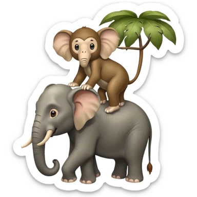 Elephant on monkey  sticker