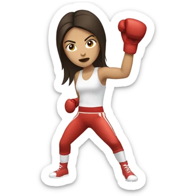 Brunette woman boxer throwing a punch sticker
