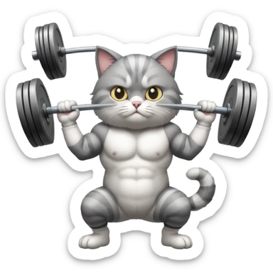  weightlifting cat sticker