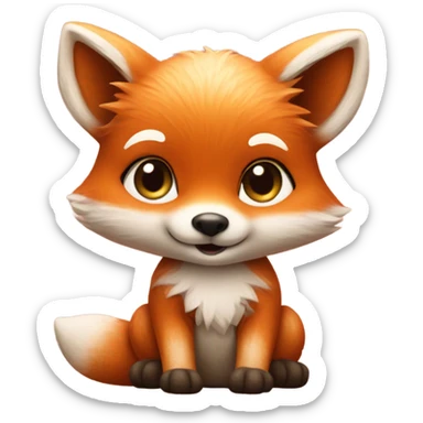 Detailled and photorealistic Baby fox with a big heart sticker