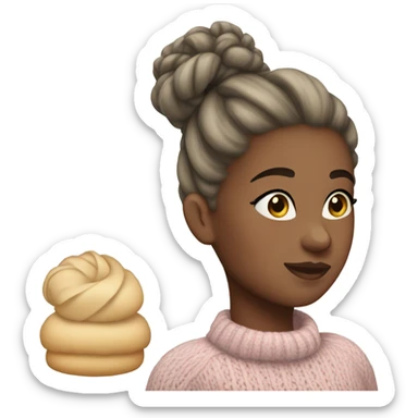 Girl with ballet bun, in sweater sticker