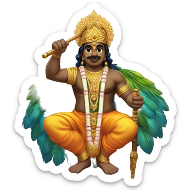 Lord murugan with blupeacock and vel staff . Murugar need to be beautiful  sticker