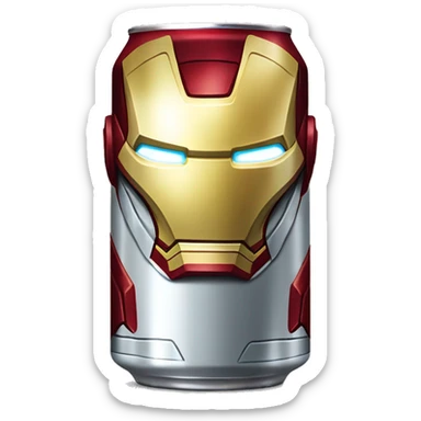a can of a drink of iron man sticker