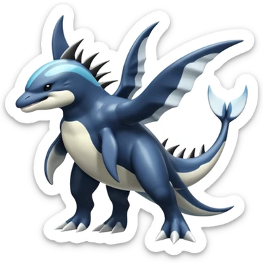 Black and white smooth glossy soft hot handsome tough badass cool Dialga-Orca-Giratina-Pokémon-Fakémon-fusion-hybrid-creature (full body), 4-legged,  sticker