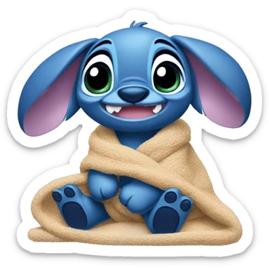 Stitch avec un doudou sticker