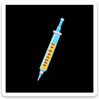cheerful syringe with a small sparkle, representing the IVF trigger shot, soft and approachable emoji style sticker