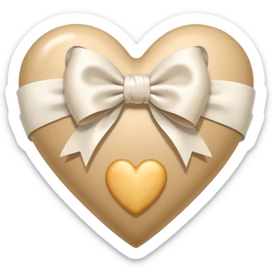 beige heart with white bow sticker