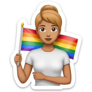 woman with lgbt flag sticker