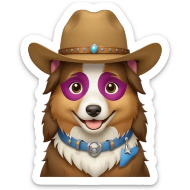Collie Dog in cowboy hat smiling sticker
