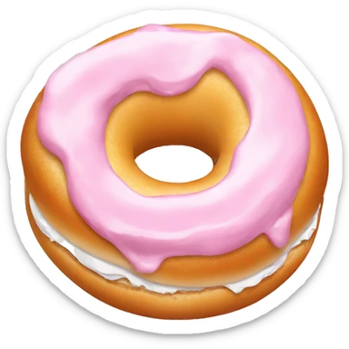bagel with pink cream cheese sticker
