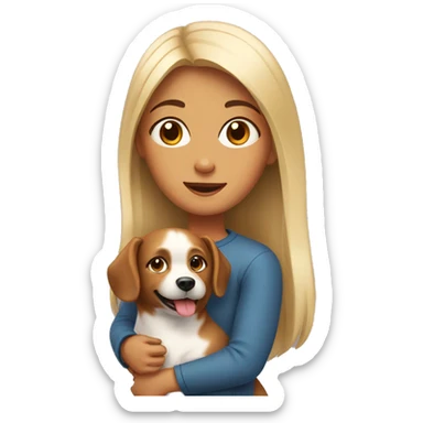 Girl with dog spitz sticker