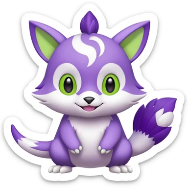 Cute cool purple white lime animal hybrid Fakemon full body sticker