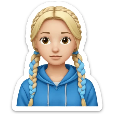 hoodie blonde girl with braided hair sticker