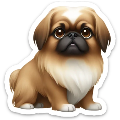a brown and white pekingese  sticker