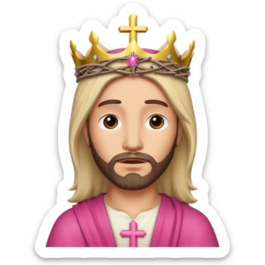 Pink cross with jesus sticker