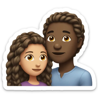 black male braids kissing female brown hair head only sticker