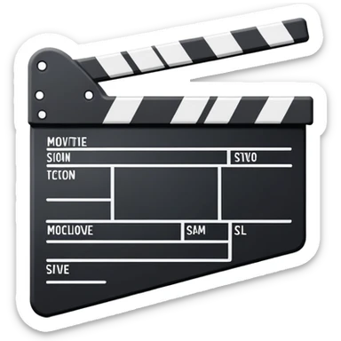 minimalist movie slate with clean lines, one diagonal stripe, geometric rectangular outline sticker
