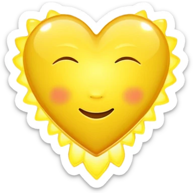 yellow heart with a sunbeam effect sticker
