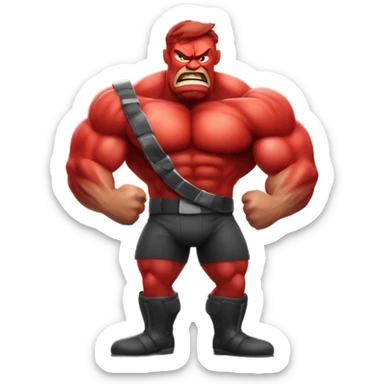 Very muscular angry red apple man sticker