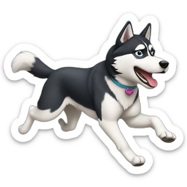 husky running sticker