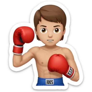 a white kid with brown hair boxing sticker