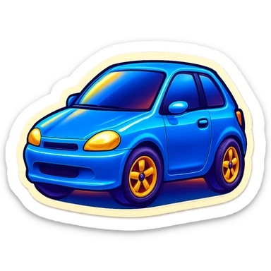 Create a blue car emoji in a style similar to the provided car emoji, with no background. sticker