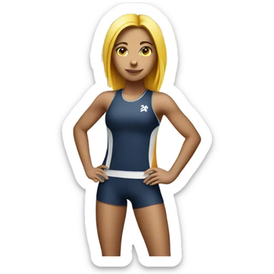 An athlete girl on the background of the letters Mega Mix sticker