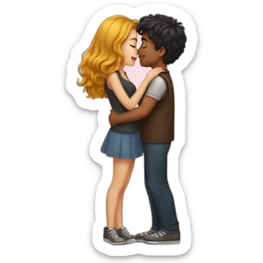 Girl kissing a guy sticker