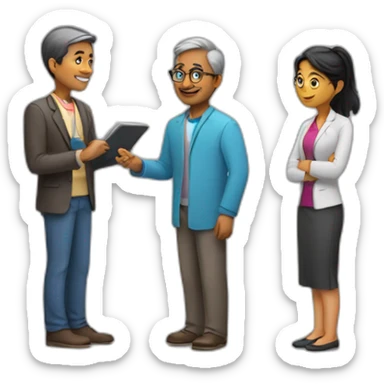 consulting with student and middle aged indian tutor sticker