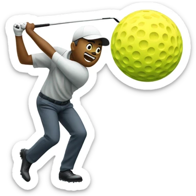 A golfer hitting a window  sticker