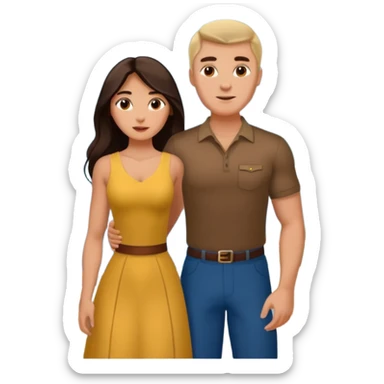 Couple traveling in Montenegro russian man and elegant  Latina girl delicate flowers and mountains in the background  sticker