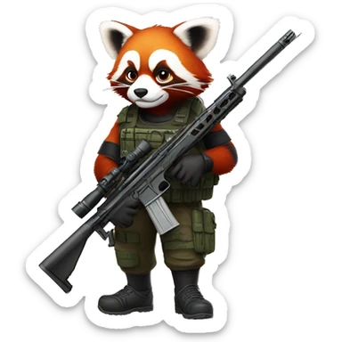 redpanda-with-sniper rifle and kit thanking a knee  sticker