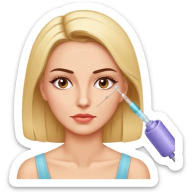 Woman taking a botox injection in the face sticker